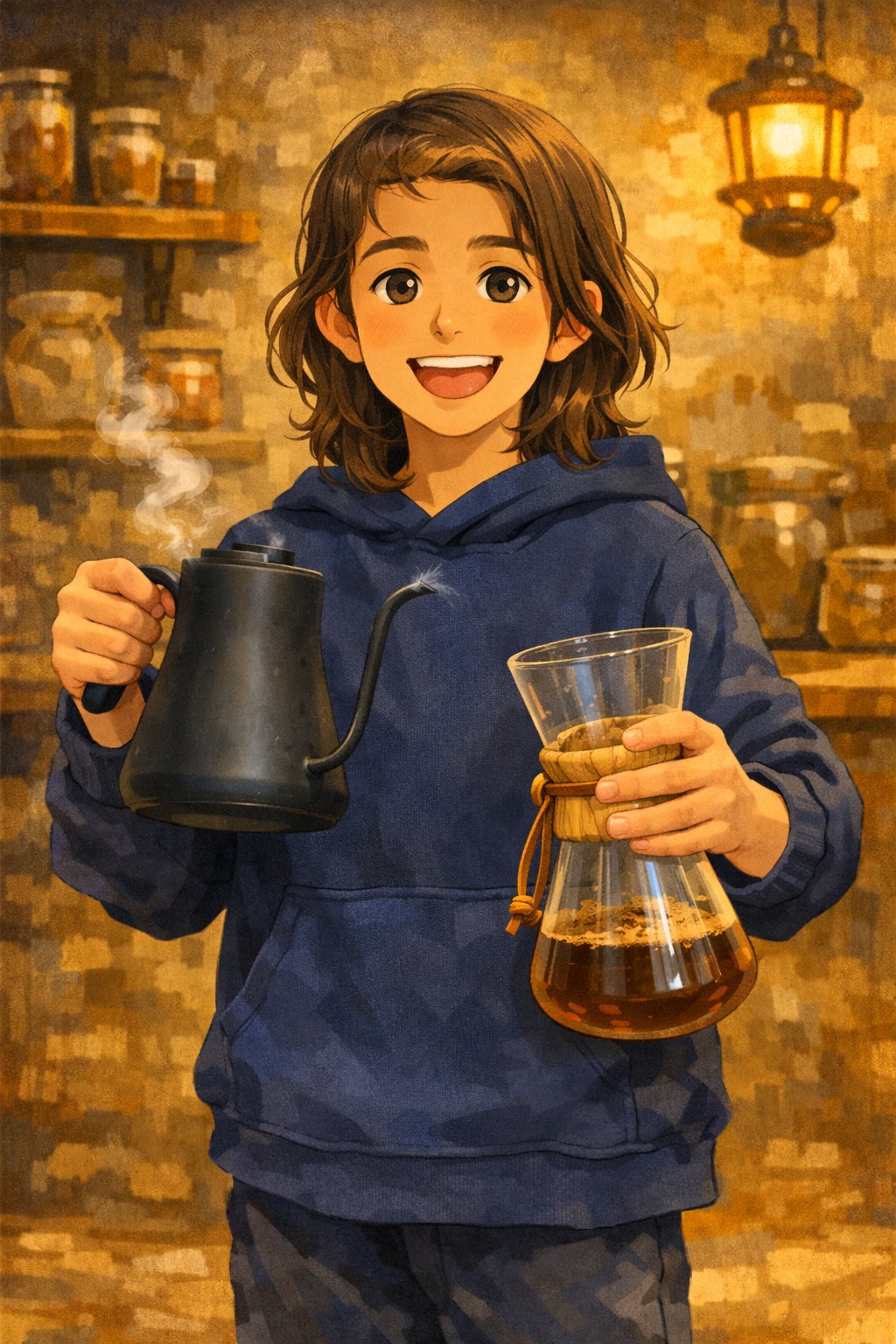 William brewing with a Chemex